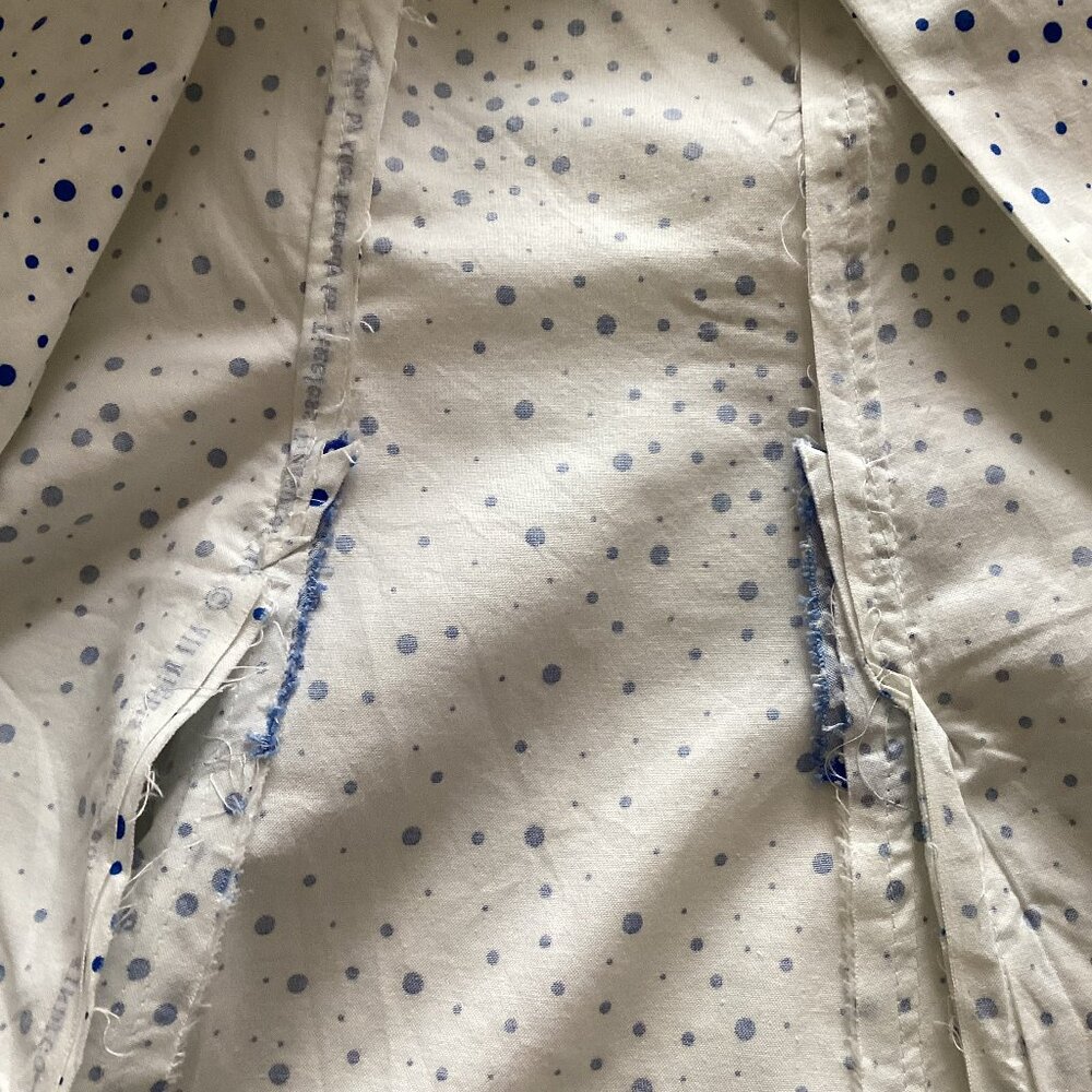 Handmade 1960's Retro Style Apron White Blue Dots Kitchen Linens Cottage Core - Picture 7 of 8